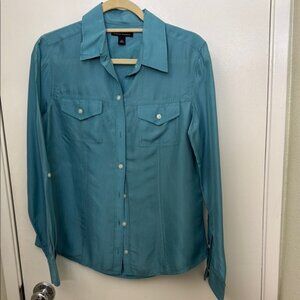 Banana Republic Women’s Blue Green Silk Blouse Size M